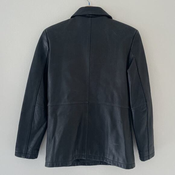 Vtg Y2K ALDER Black Collared Leather Button Jacket Sz S Buttery Soft Lamb Skin - Picture 2 of 9